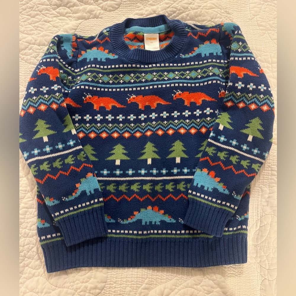 Gymboree Boy’s Dinosaur Pattern Sweater  - Blue, Green, Orange Size 5